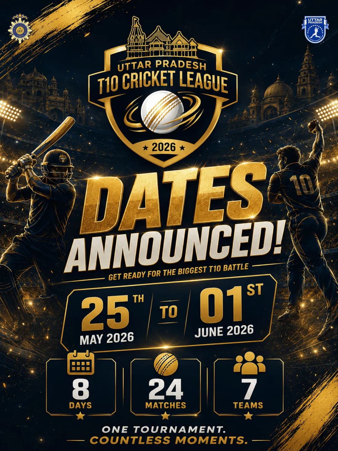 Season dates announcement poster with venue and match count