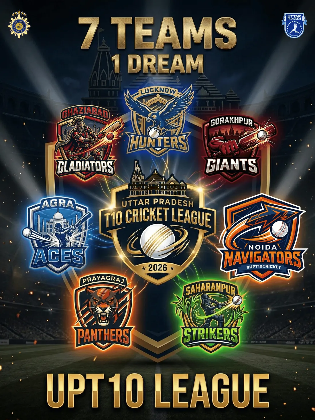 Launch poster showing all seven team crests together under one league mark